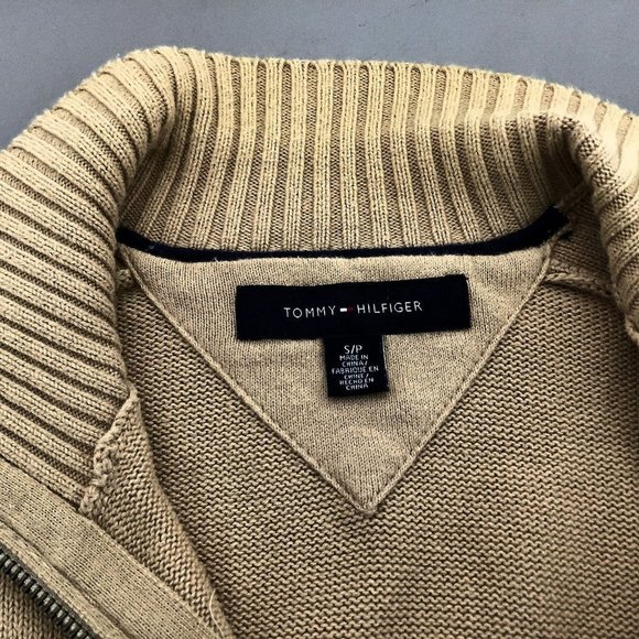 Tommy Hilfiger Sweater Full Zip Brown Cotton Mock Neck Size S/P Womens - Picture 5 of 7